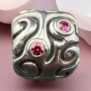 Pandora "DayDream" Charm Bead 925 Silver Red CZ Stones #790548CZR Retired